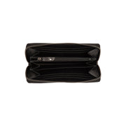 
Solid Antique Brass Hardware & Heavy-Duty Dual Zipper Detail on Livorno ტყავის საფულე