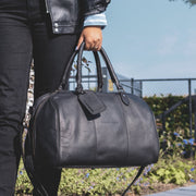 
Classic 100% Full-Grain Leather Duffle Bag - უკანა ხედი გაძლიერებული ტყავის სახელურებით