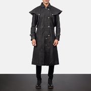 
Maverick შავი Leather Duster მამაკაცის in Distressed Black Sheepskin Snuffed - წინა ხედი და მორგებული სილუეტი | შეიძინეთ ონლაინ