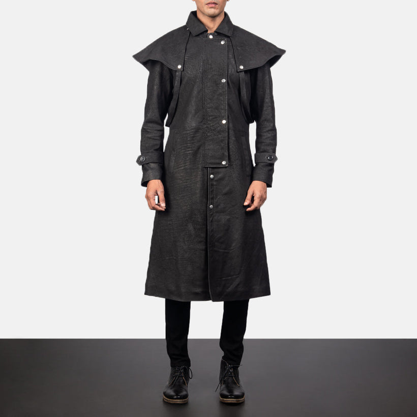 Maverick შავი Leather Duster მამაკაცის
