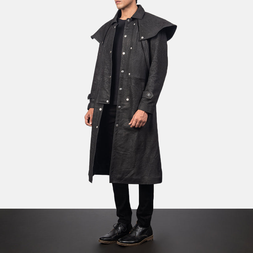 Maverick შავი Leather Duster მამაკაცის