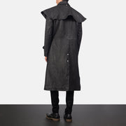 
Maverick შავი Leather Duster მამაკაცის - გვერდითი პროფილი ერგონომიული სახელოს ჭრით