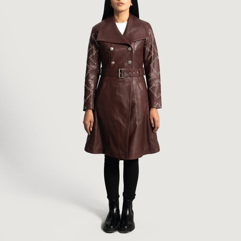 Missoni Maroon Leather Trench Coat ქალის