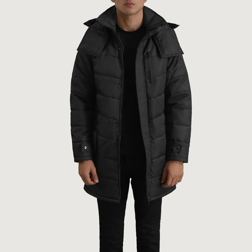 Moore შავი Hooded Parka მამაკაცის
