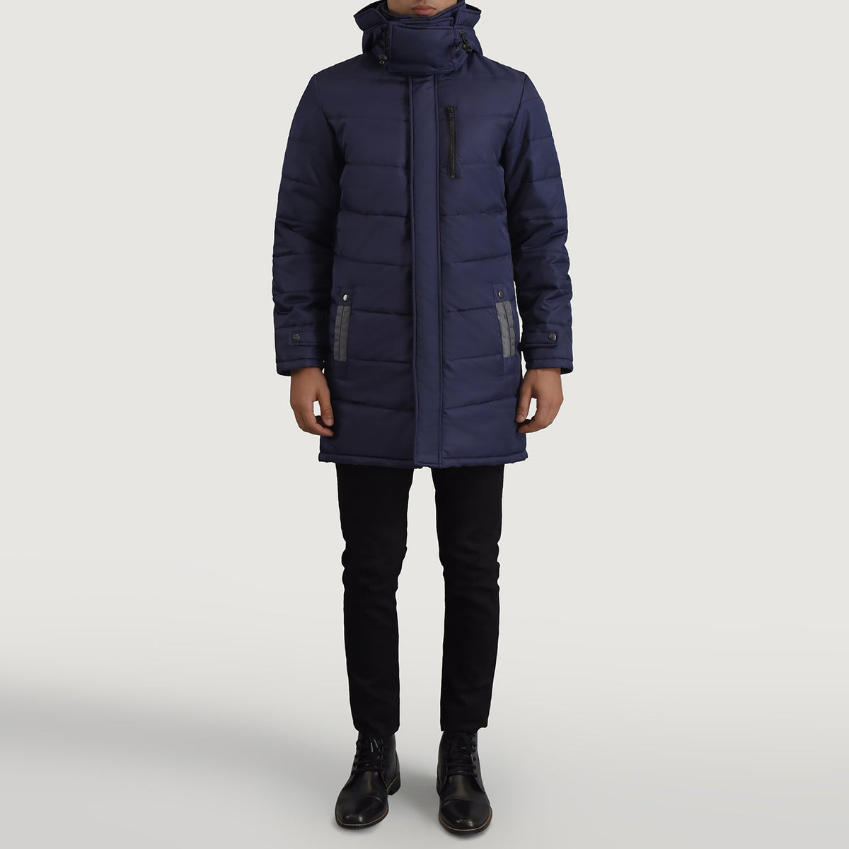 
Moore ლურჯი Hooded Parka მამაკაცის - გვერდითი პროფილი ერგონომიული სახელოს ჭრით