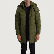 
Moore მწვანე Hooded Parka მამაკაცის in Green Full-Grain Leather - წინა ხედი და მორგებული სილუეტი | შეიძინეთ ონლაინ