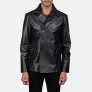 
Mr. Bailey შავი Leather Naval Peacoat მამაკაცის in Black Cowhide Leather - წინა ხედი და მორგებული სილუეტი | შეიძინეთ ონლაინ
