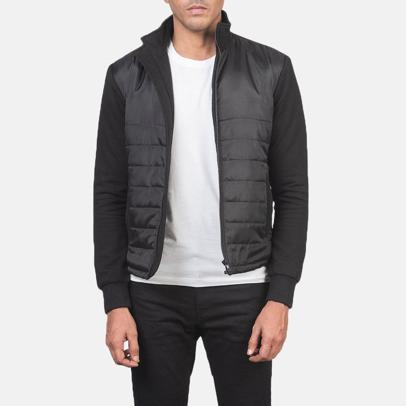 Nashville ნაკერიანი შავი Windbreaker ტყავის ქურთუკი მამაკაცის