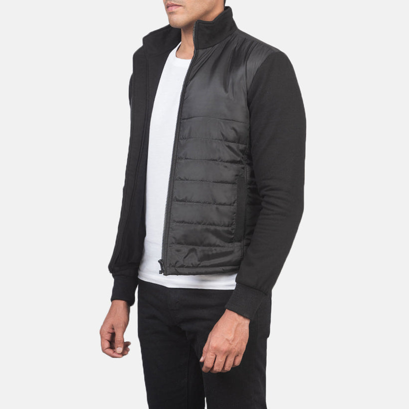 Nashville ნაკერიანი შავი Windbreaker ტყავის ქურთუკი მამაკაცის
