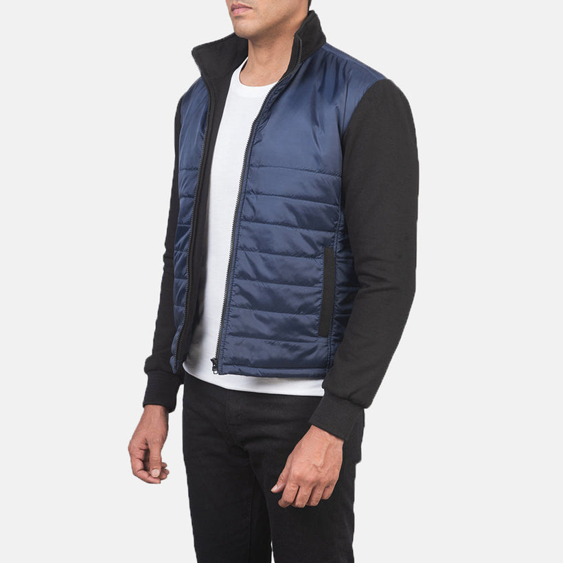 Nashville ნაკერიანი ლურჯი Windbreaker ტყავის ქურთუკი მამაკაცის