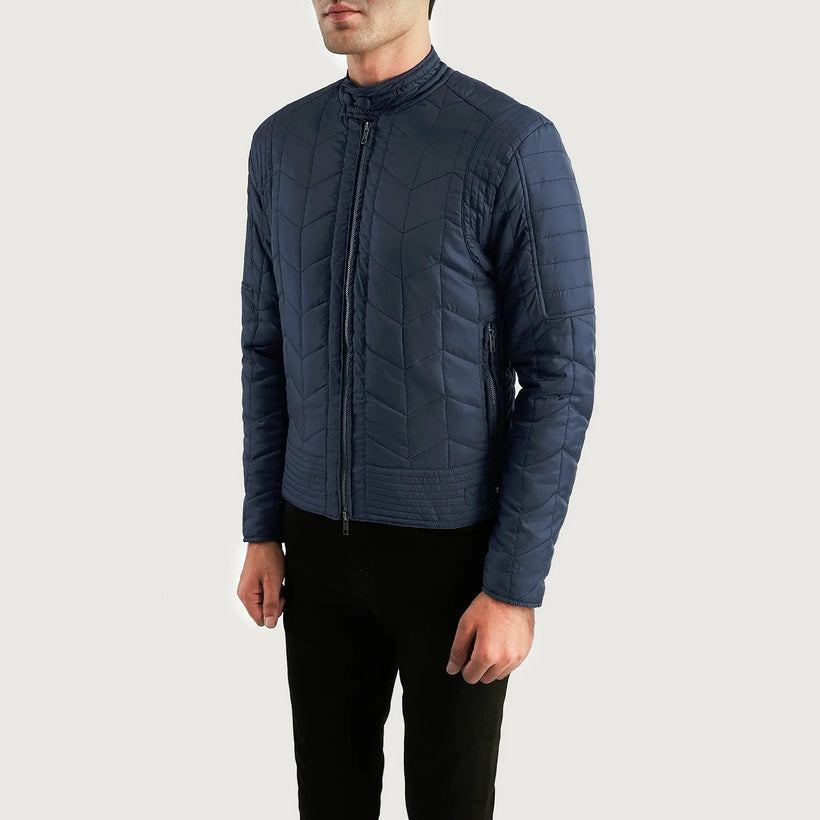 Nyle ნაკერიანი Windbreaker ტყავის ქურთუკი მამაკაცის