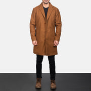 
ახლო ხედი of Notch & Button Hardware on Petrillo Khaki Wool Single Breasted ტყავის პალტო მამაკაცის