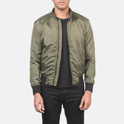 
Ramon მწვანე ტყავის ბომბერიმამაკაცის in Green Nylon - წინა ხედი და მორგებული სილუეტი | შეიძინეთ ონლაინ