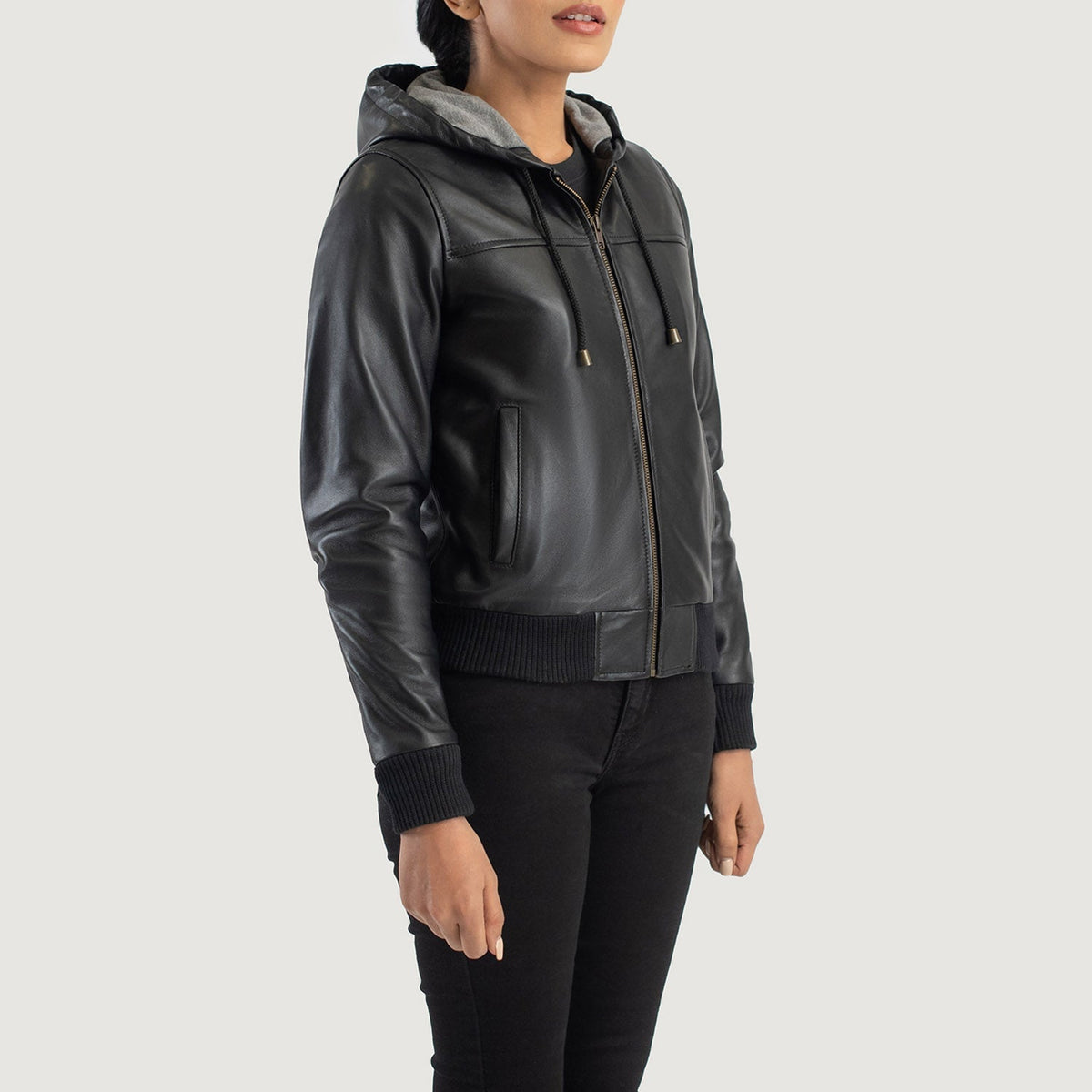 
Rebella Hooded ტყავის ბომბერი ქალის – alternate product view 2