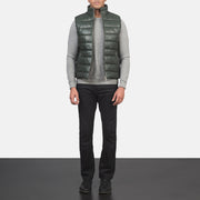 
Reeves მწვანე Leather დათბილული ჟილეტი მამაკაცის - გვერდითი პროფილი ერგონომიული სახელოს ჭრით