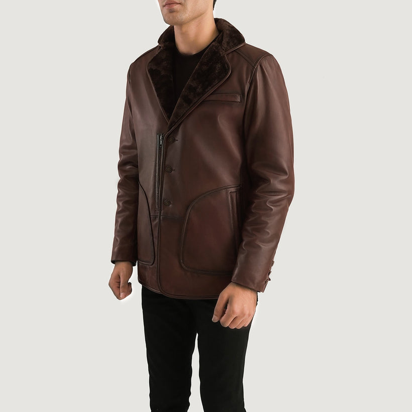 Rocky ყავისფერი Fur Leather Coat მამაკაცის