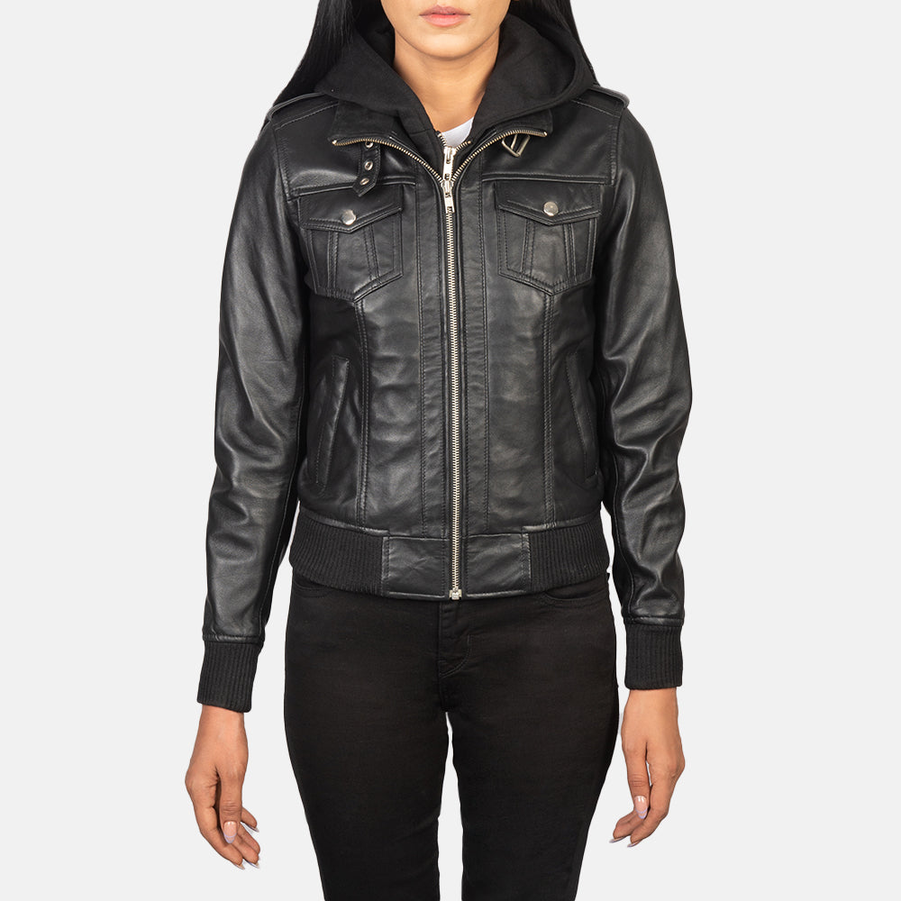 
Roslyn Hooded ტყავის ბომბერი ქალის – alternate product view 4