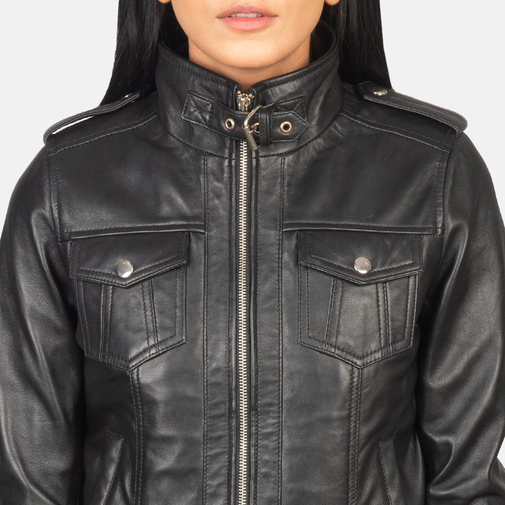 
Roslyn Hooded ტყავის ბომბერი ქალის – alternate product view 6