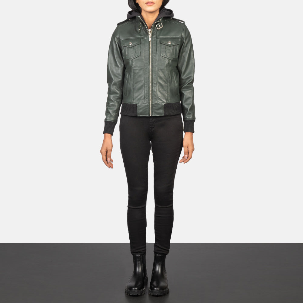 
Roslyn Hooded ტყავის ბომბერი ქალის – alternate product view 3