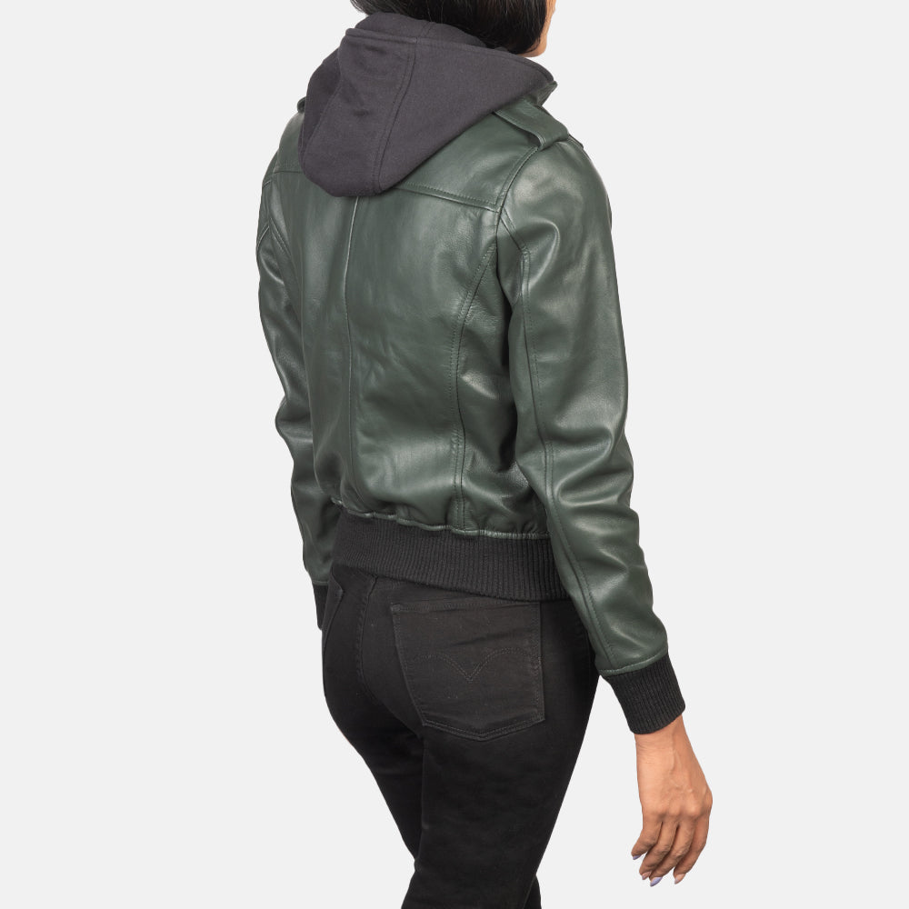 
Roslyn Hooded ტყავის ბომბერი ქალის – alternate product view 5