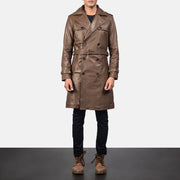 
Royson ყავისფერი Leather Duster ტყავის პალტო მამაკაცის in Mocha Brown Calfskin Leather - წინა ხედი და მორგებული სილუეტი | შეიძინეთ ონლაინ