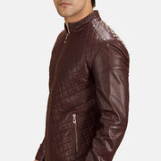 
ახლო ხედი of Band & Zipper Hardware on Rumano Jae ბორდოსფერი ტყავის ბაიკერის ქურთუკი მამაკაცის