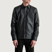 
Scout შავი Leather Shirt მამაკაცის - გვერდითი პროფილი ერგონომიული სახელოს ჭრით