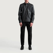 
ახლო ხედი of Shirt & Buttons Hardware on Scout შავი Leather Shirt მამაკაცის