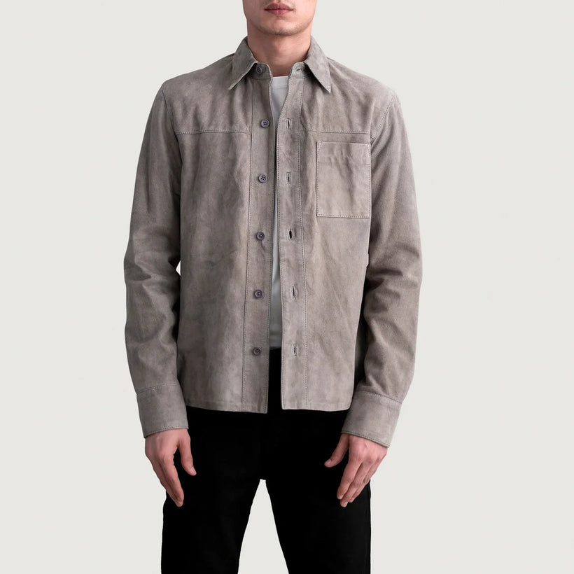 Scout Grey Suede Leather Shirt მამაკაცის