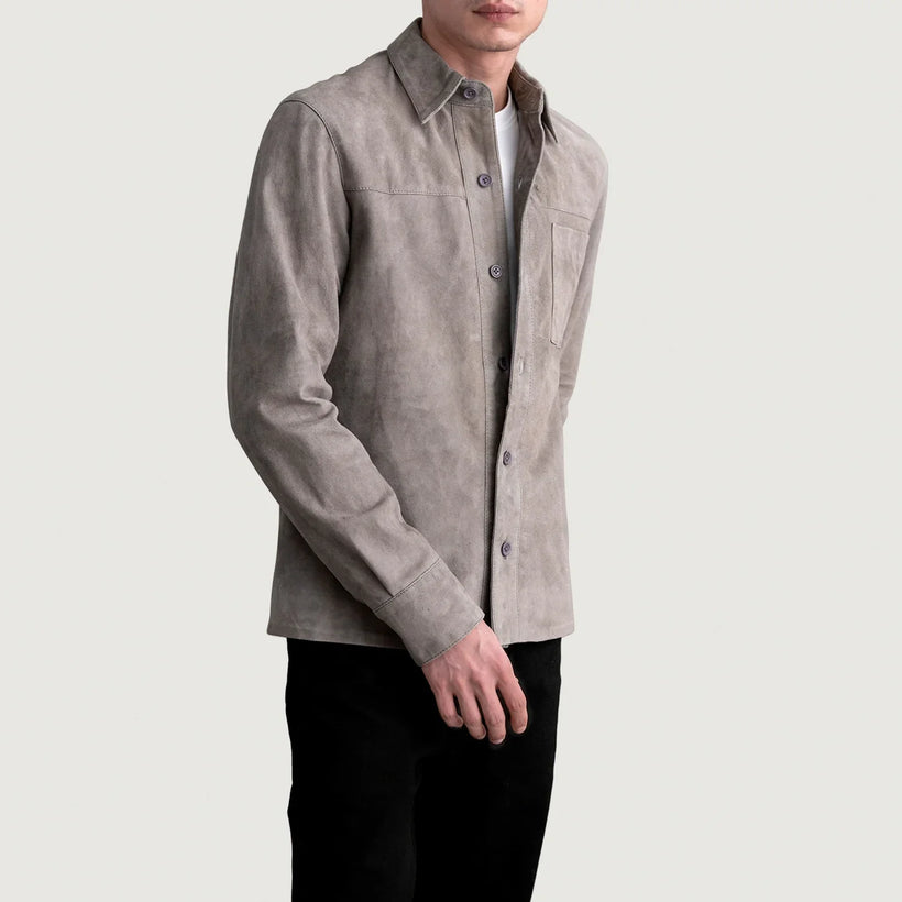 Scout Grey Suede Leather Shirt მამაკაცის