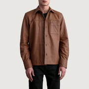 
Scout Matte ყავისფერი Leather Shirt მამაკაცის in Matte Brown Cowhide Leather - წინა ხედი და მორგებული სილუეტი | შეიძინეთ ონლაინ