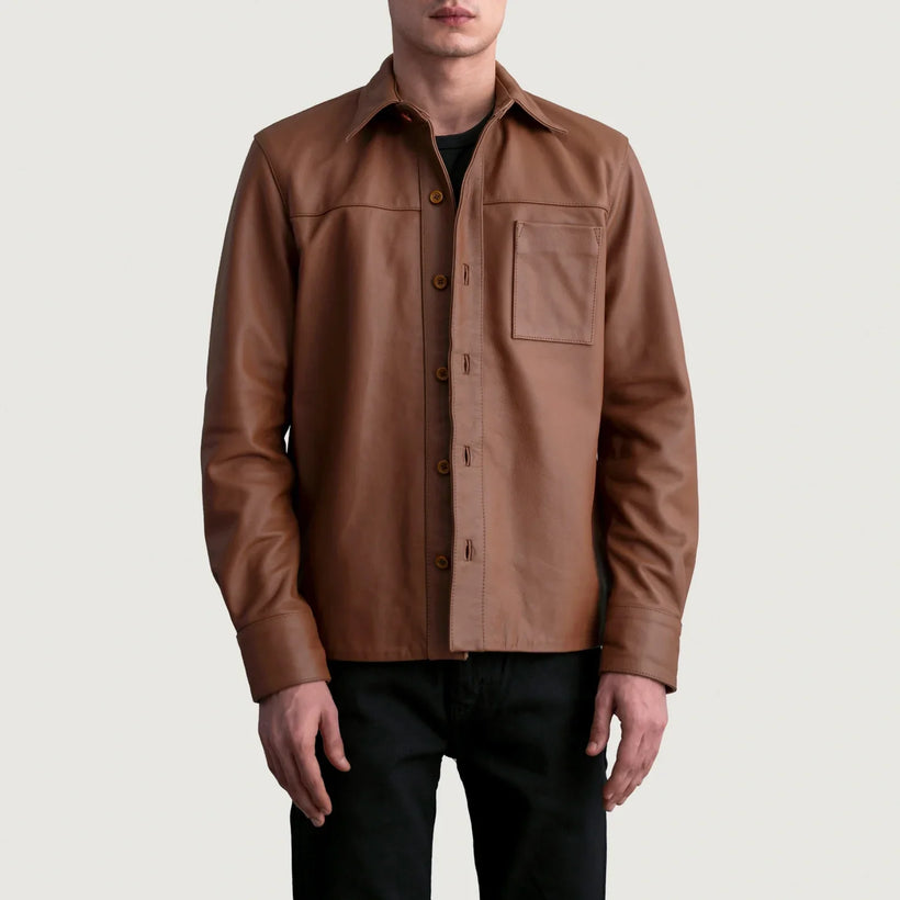 Scout Matte ყავისფერი Leather Shirt მამაკაცის