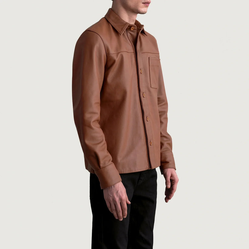Scout Matte ყავისფერი Leather Shirt მამაკაცის