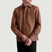 
Scout Matte ყავისფერი Leather Shirt მამაკაცის - გვერდითი პროფილი ერგონომიული სახელოს ჭრით