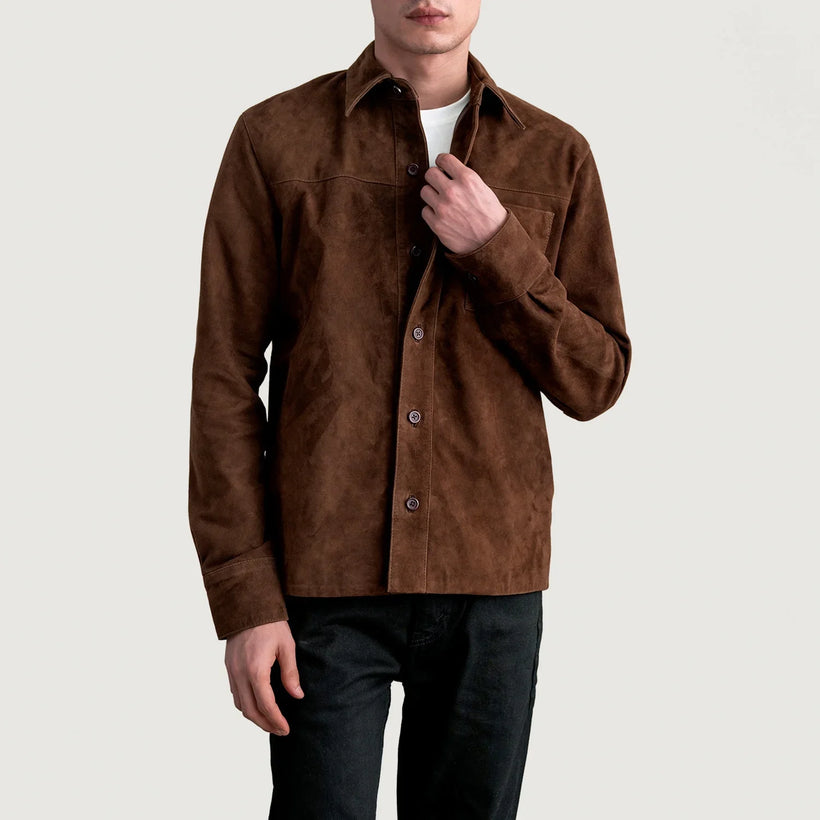 Scout Mocha Suede Leather Shirt მამაკაცის