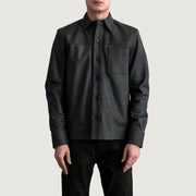 
Scout Tumbled შავი Leather Shirt მამაკაცის - გვერდითი პროფილი ერგონომიული სახელოს ჭრით