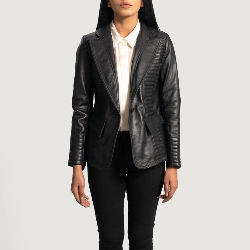 Selina შავი Leather Blazer ქალის