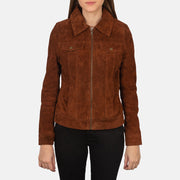 
Brown Goatskin suede Jacket - უკანა ხედი გამოკვეთილი მხრებით და სუფთა დაბოლოებით