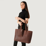 
Distressed Brown Full-Grain leather Bag - უკანა ხედი გაძლიერებული ტყავის სახელურებით