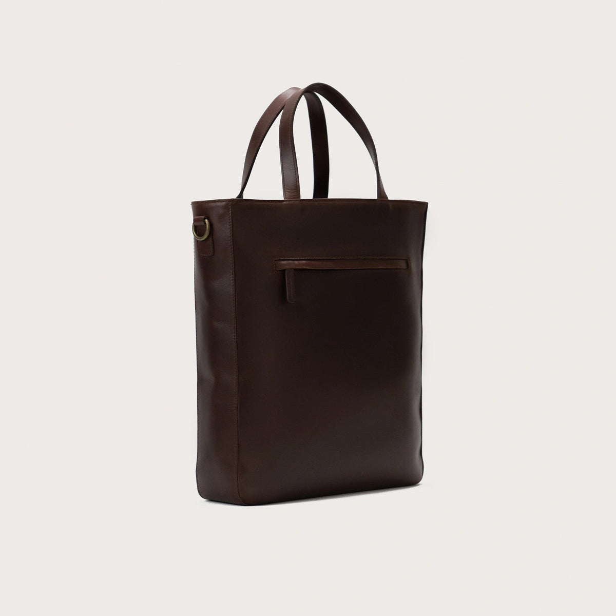 
The Poet Vintage Brown Leather Tote Bag For Men & Women - გვერდითი პროფილი სიღრმისა და მოცულობის ჩვენებით