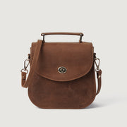 
The Sandra Vintage ტანი Leather Saddle Bag For Women in Tan Full Grain Naturally Milled Cowhide Leather. - Full Exterior წინა ხედი და მორგებული სილუეტი | შეიძინეთ ონლაინ