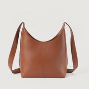 
ახლო ხედი of Classic Collar & Heavy-Duty Zipper Hardware on The Stefani Brown Leather Hobo Bag For Women