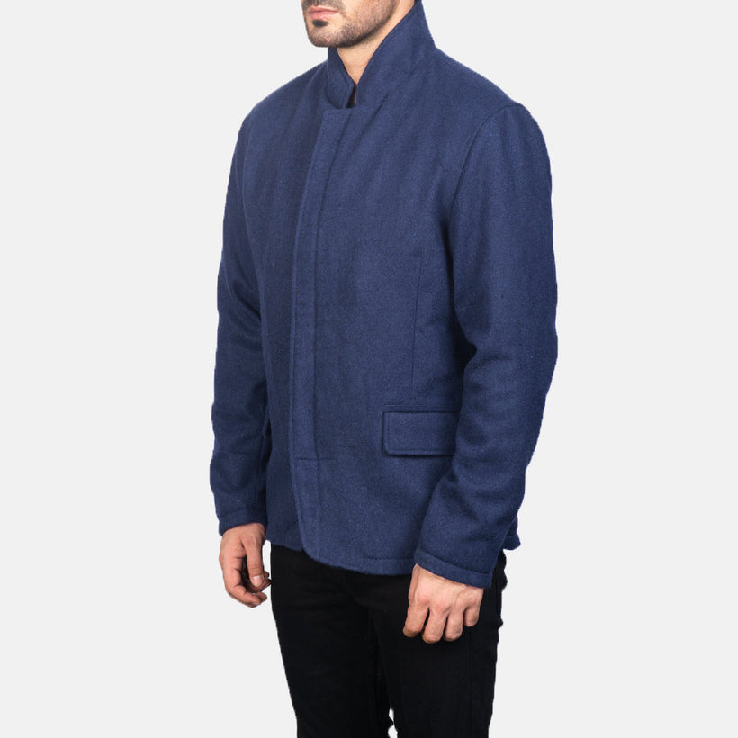 Thomas ლურჯი Wool ტყავის ქურთუკი მამაკაცის