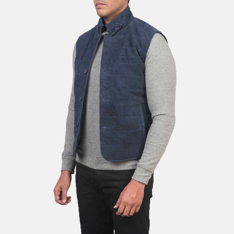 Tony Blue Suede Vest მამაკაცის