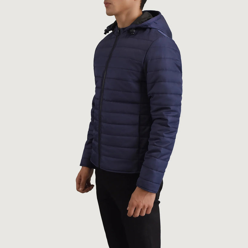 Tyler ლურჯი Hooded Puffer ტყავის ქურთუკი მამაკაცის