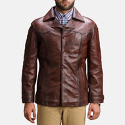 
Vincent Alley ყავისფერი ტყავის ქურთუკი მამაკაცის in Brown Sheepskin Leather - წინა ხედი და მორგებული სილუეტი | შეიძინეთ ონლაინ