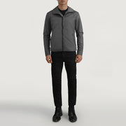 
Wesley Grey Hooded Windbreaker ტყავის ქურთუკი მამაკაცის - გვერდითი პროფილი ერგონომიული სახელოს ჭრით