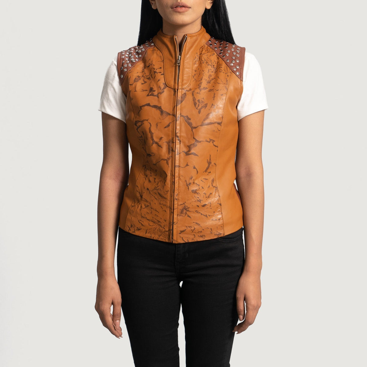 
Westina ტანი Dye ტყავის ჟილეტი ქალის in Tan Brown Sheepskin Dip &Amp; Dye - წინა ხედი და მორგებული სილუეტი | შეიძინეთ ონლაინ